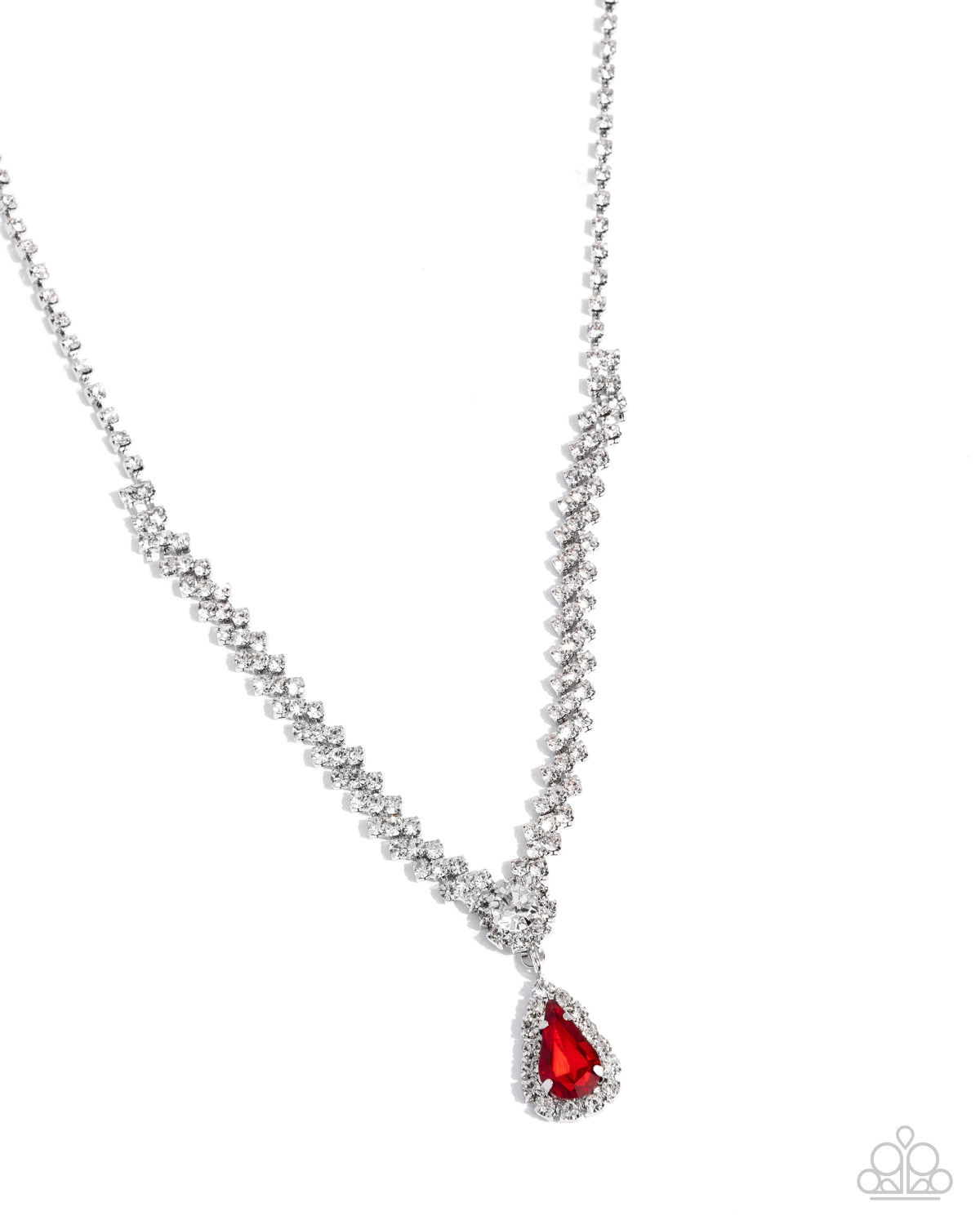 Teardrop Trimming - Red - Paparazzi Necklace