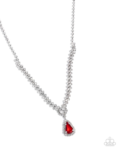 Teardrop Trimming - Red - Paparazzi Necklace
