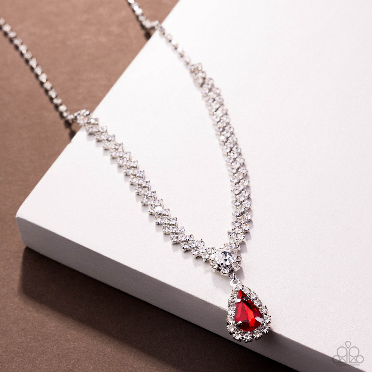 Teardrop Trimming - Red - Paparazzi Necklace
