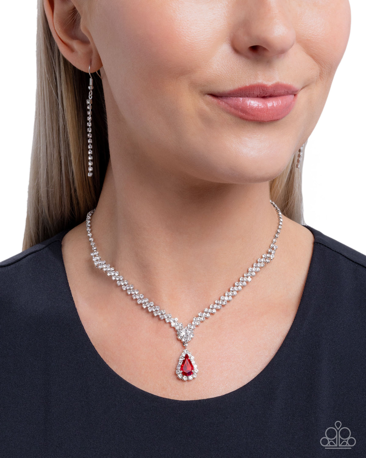 Teardrop Trimming - Red - Paparazzi Necklace