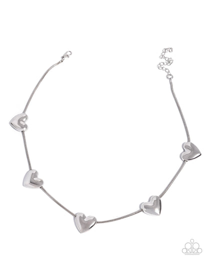 Group Date - Silver Necklace and Fond Feature Silver Hoop Earring Set
