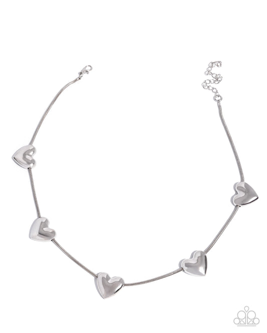 Group Date - Silver Necklace and Fond Feature Silver Hoop Earring Set