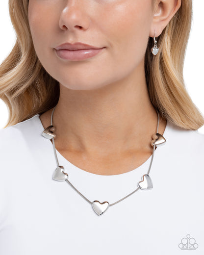 Group Date - Silver Necklace and Fond Feature Silver Hoop Earring Set