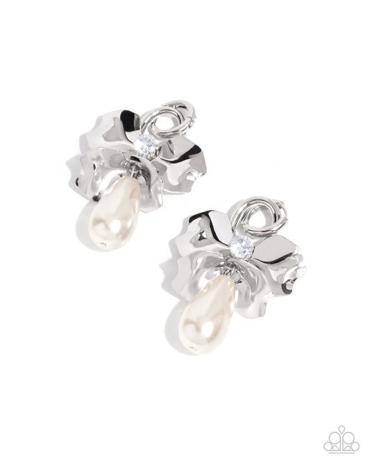 Champagne Celebration - White - Paparazzi Hoop Earrings