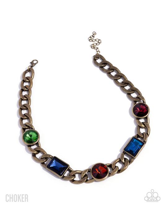 Groundbreaking Glitter - Brass - Paparazzi Choker Necklace