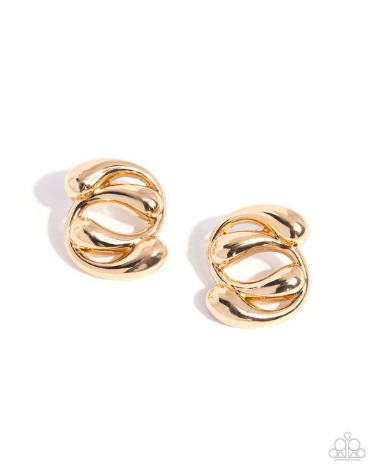 Swirled Sass - Gold -Paparazzi Post Earrings