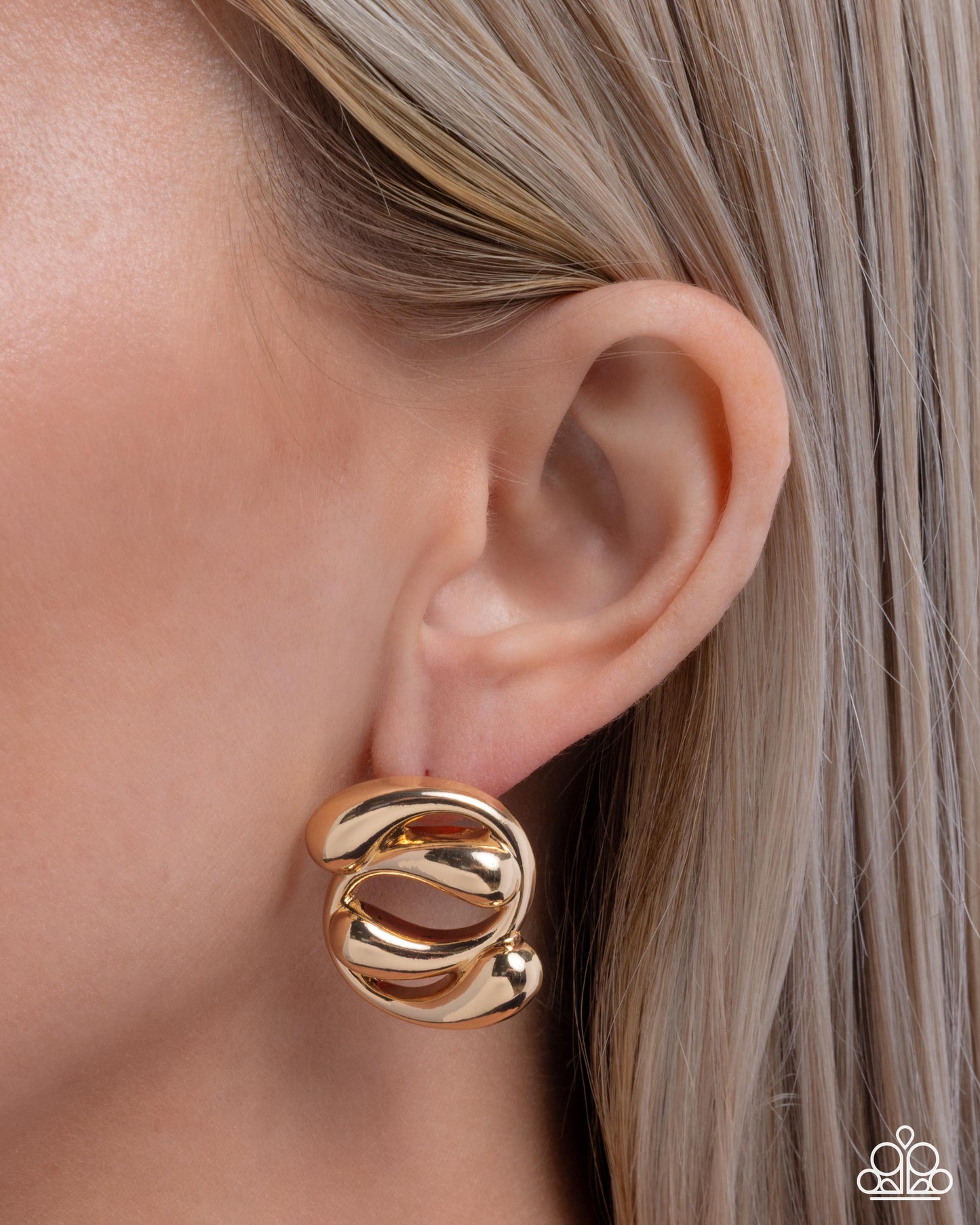 Swirled Sass - Gold -Paparazzi Post Earrings