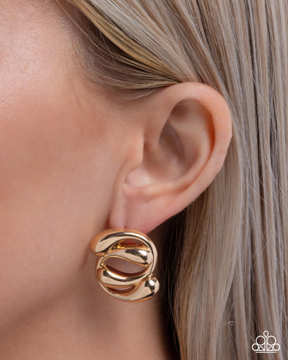 Swirled Sass - Gold -Paparazzi Post Earrings