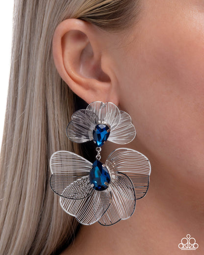 Wiry Wisdom - Blue Paparazzi Necklace and Sunburst Siren Blue Paparazzi Ring