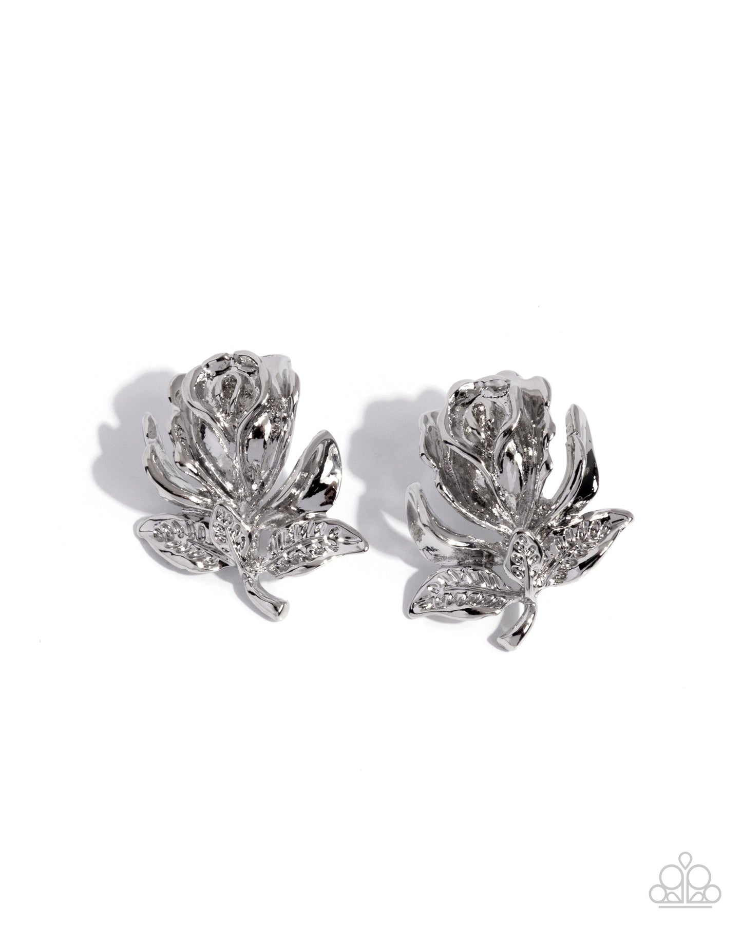 Rose Record - Silver - Paparazzi Post Earrings
