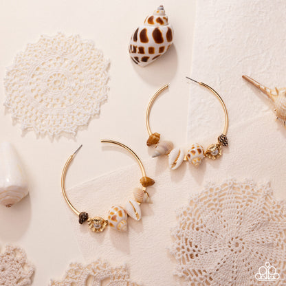 Seashell Sonnet - Gold - Paparazzi Earrings