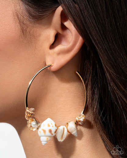 Seashell Sonnet - Gold - Paparazzi Earrings