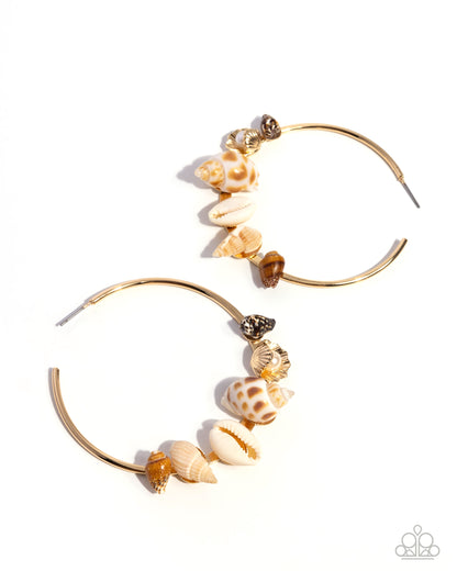 Seashell Sonnet - Gold - Paparazzi Earrings