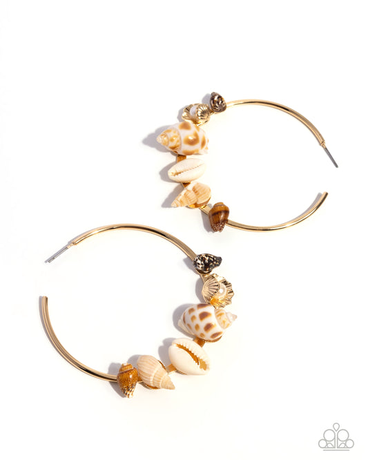 Seashell Sonnet - Gold - Paparazzi Earrings