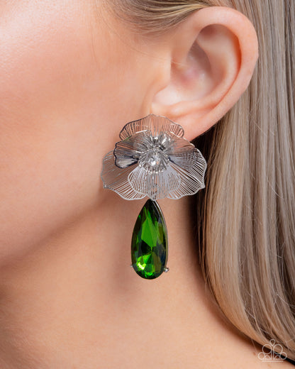 Coming Soon - Wiry Waltz - Green - Paparazzi Post Earrings