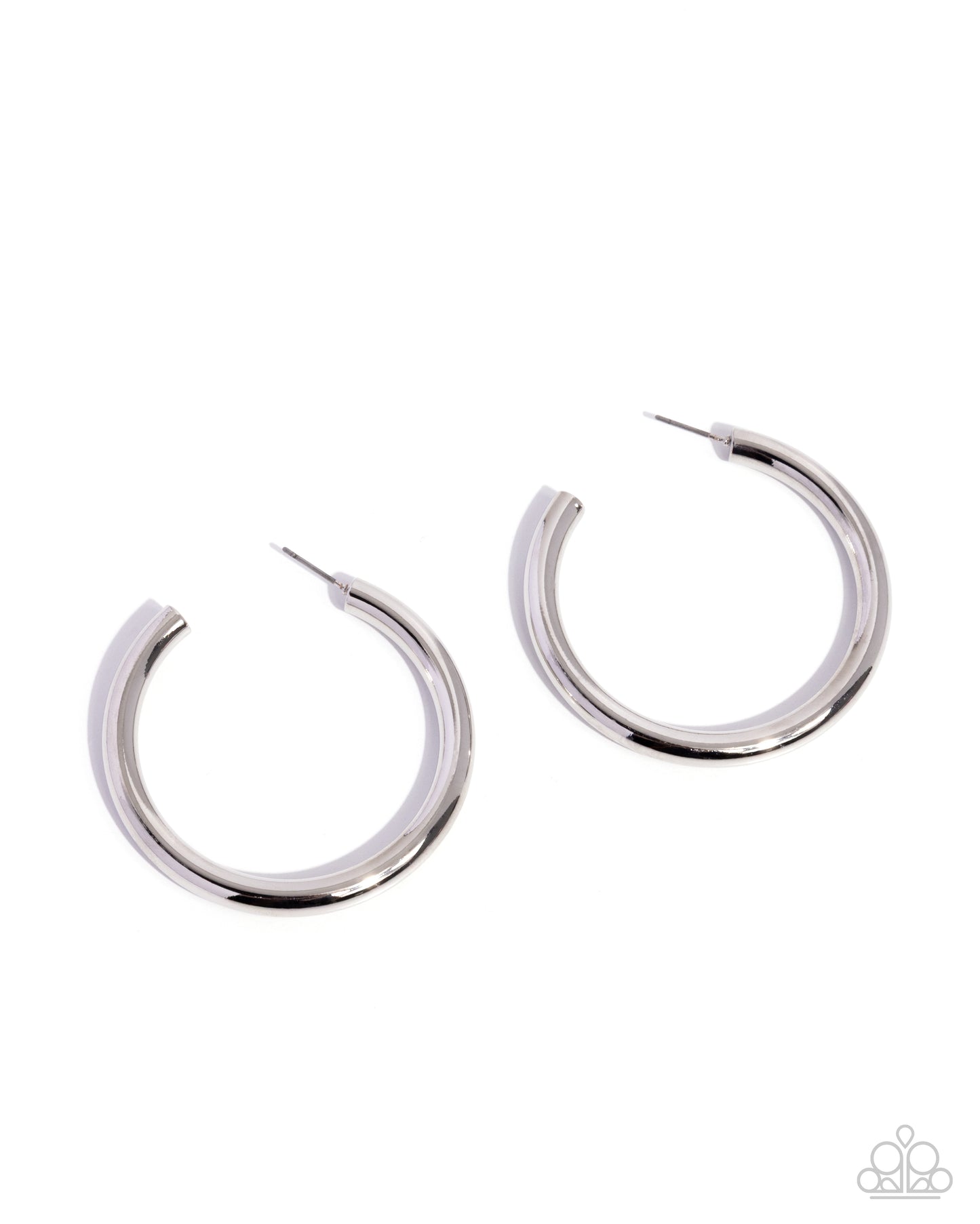 Sinuous Sheen - Silver - Paparazzi Hoop Earrings