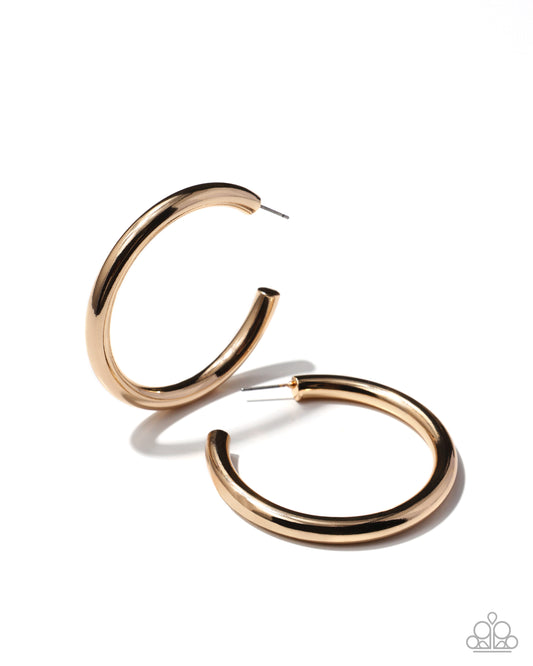 Sinuous Sheen - Gold - Paparazzi Hoop Earrings
