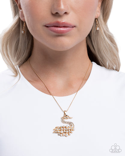Swan Shimmer - Gold - Paparazzi Necklace