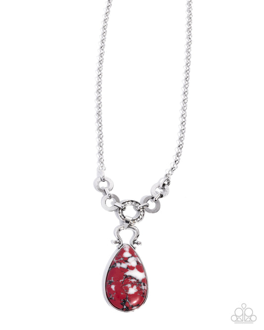 Tough Teardrop - Red - Paparazzi Necklace