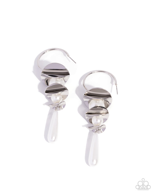Planetary Polish - White - Paparazzi Hoop Earrings