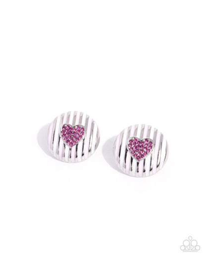Striped Surprise - Pink - 2 Piece Ring and Earrring Set Paparazzi