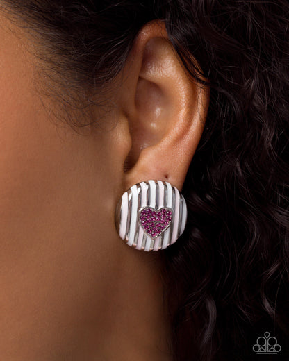 Striped Surprise - Pink - 2 Piece Ring and Earrring Set Paparazzi