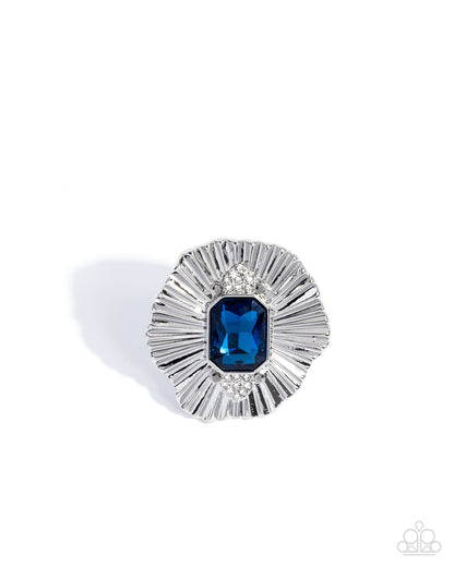 Wiry Wisdom - Blue Paparazzi Necklace and Sunburst Siren Blue Paparazzi Ring
