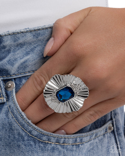 Wiry Wisdom - Blue Paparazzi Necklace and Sunburst Siren Blue Paparazzi Ring