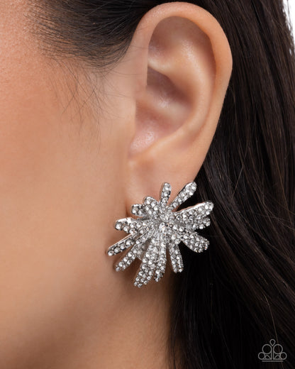 Sparkly Springtime - White Paparazzi Earrings