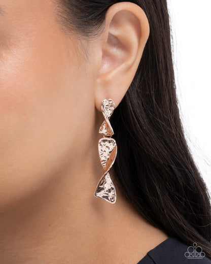 Subtle Shimmy - Rose Gold - Paparazzi Post Earrings
