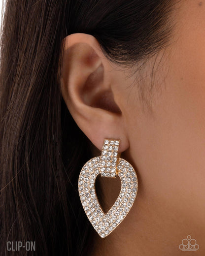 Stop and Shimmer - Gold - Paparazzi Clip On Earrings