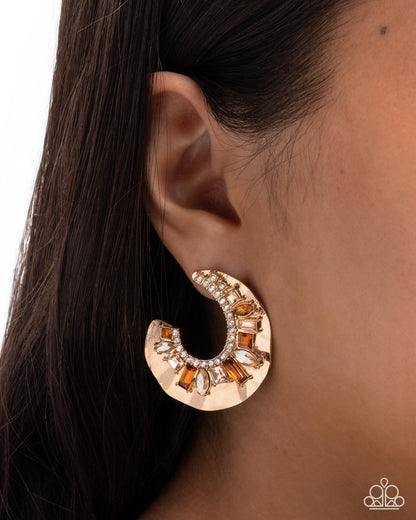 Crimped Color - Brown - Paparazzi Earrings