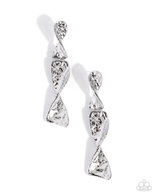 Subtle Shimmy - Silver - Paparazzi Post Earrings