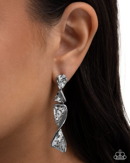 Subtle Shimmy - Silver - Paparazzi Post Earrings