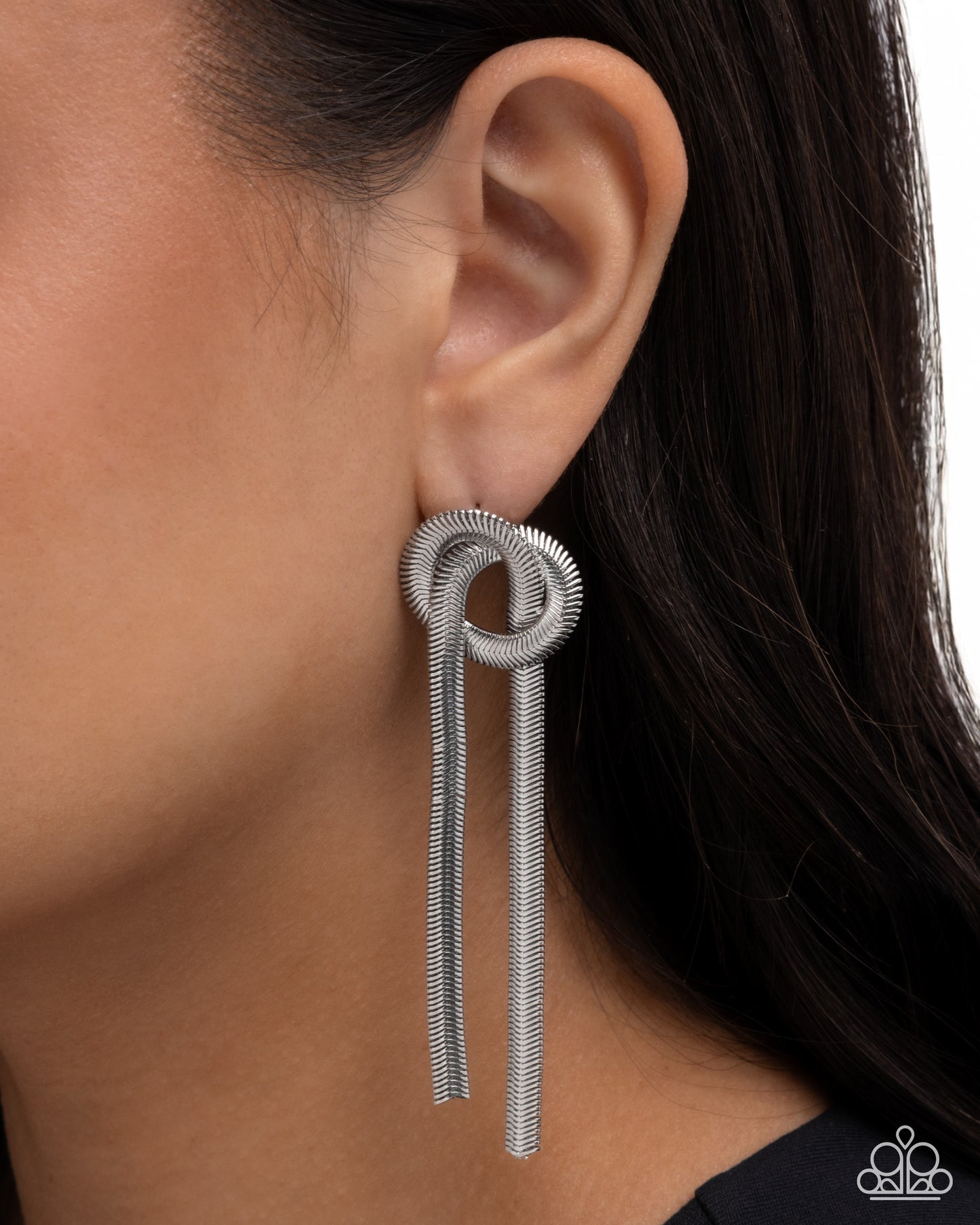 Twisted Tale - Silver - Paparazzi Earrings