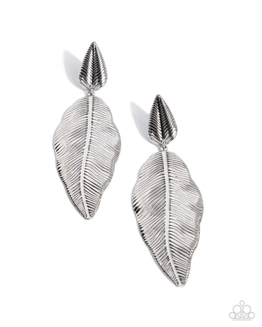 Loamy Leaves - Silver - Paparazzi Earrings