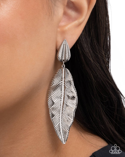 Loamy Leaves - Silver - Paparazzi Earrings