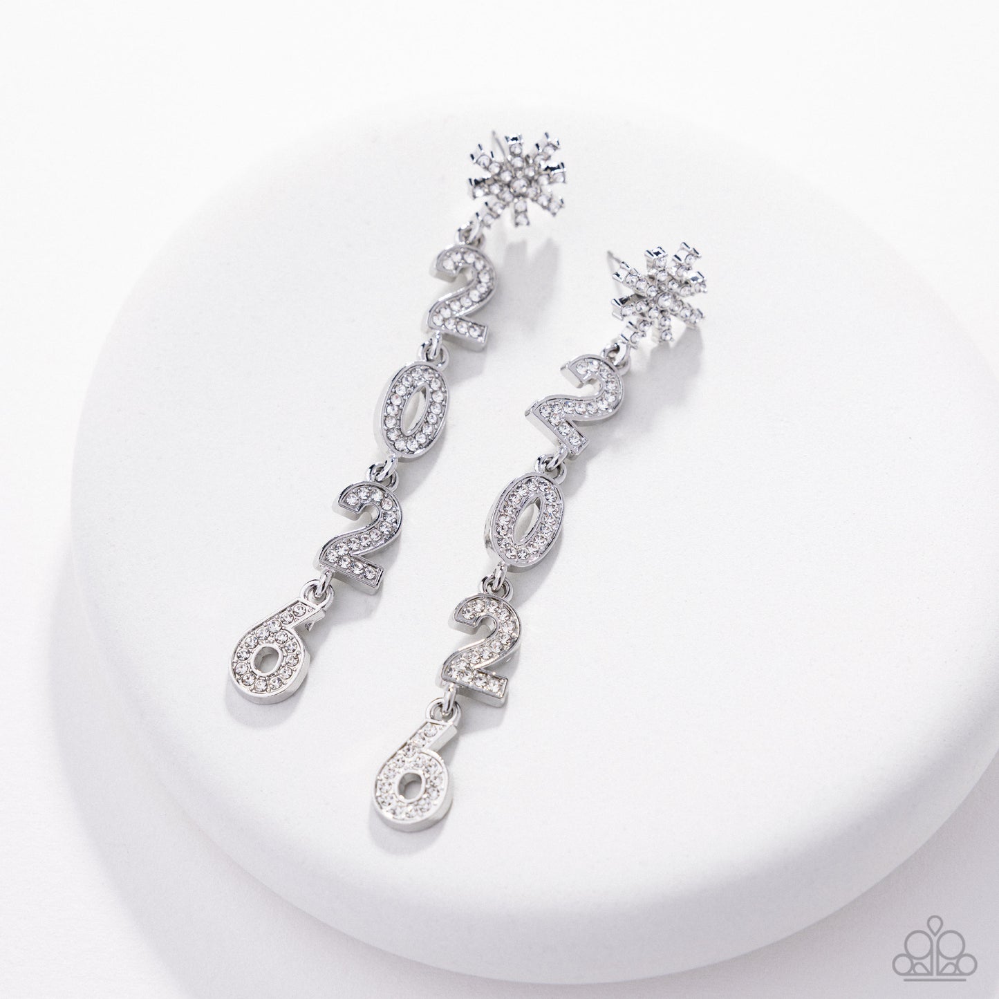 Ring In The Shimmer - White - Paparazzi Earrings