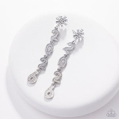 Ring In The Shimmer - White - Paparazzi Earrings