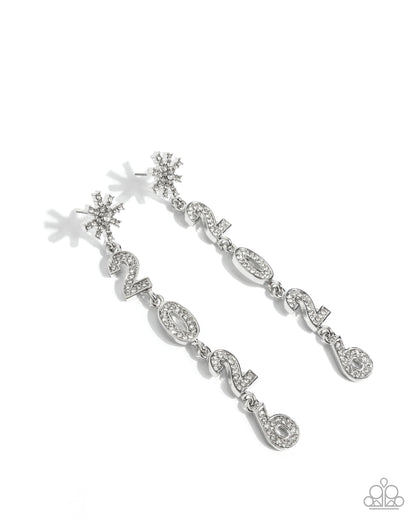 Ring In The Shimmer - White - Paparazzi Earrings
