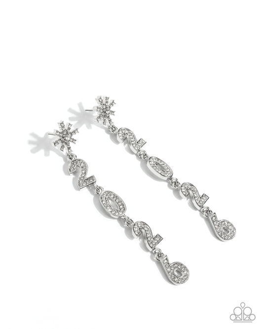 Ring In The Shimmer - White - Paparazzi Earrings