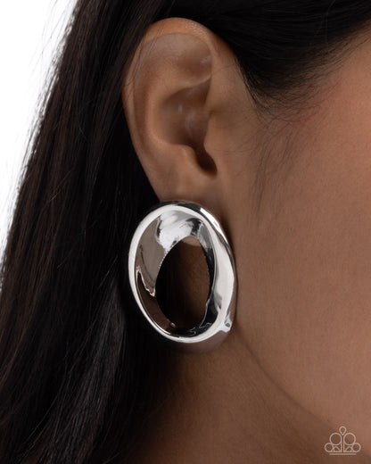 Adorable Announcement - Silver - Paparazzi Earrings