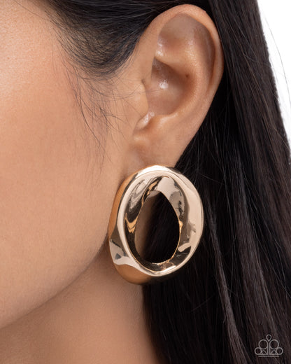 Adorable Announcement - Gold - Paparazzi Post Earrings