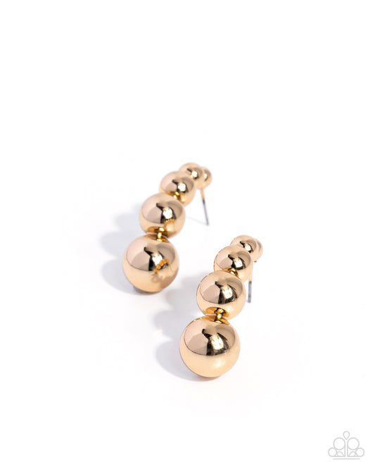 Graduated Grunge - Gold -Paparazzi Post Earrings