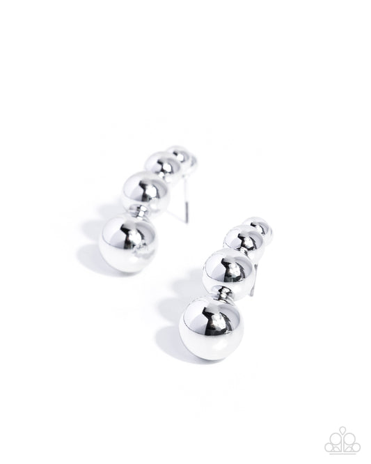 Graduated Grunge - Silver - Paparazzi Post Earrings