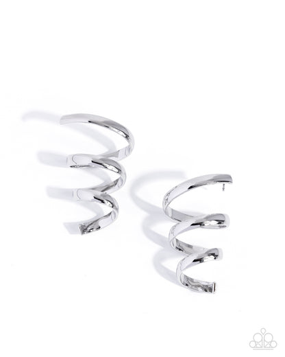 Coming Soon - Tornado Warning - Silver - Paparazzi Post Earrings
