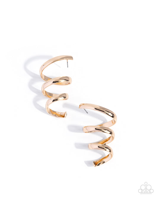 Tornado Warning - Gold - Paparazzi Post Earrings