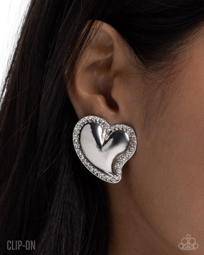 Loveable Luminescent - White - Paparazzi Clip On Earrings