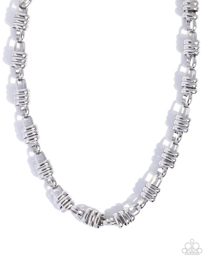 Interlocked Imitation - Silver - Paparazzi Necklace