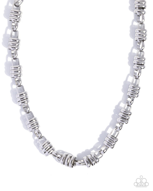 Interlocked Imitation - Silver - Paparazzi Necklace